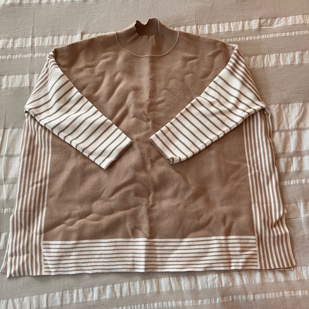 All In Taupe Brown Striped Tunic